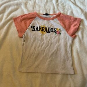Barbados Graphic Tee - Pink and White